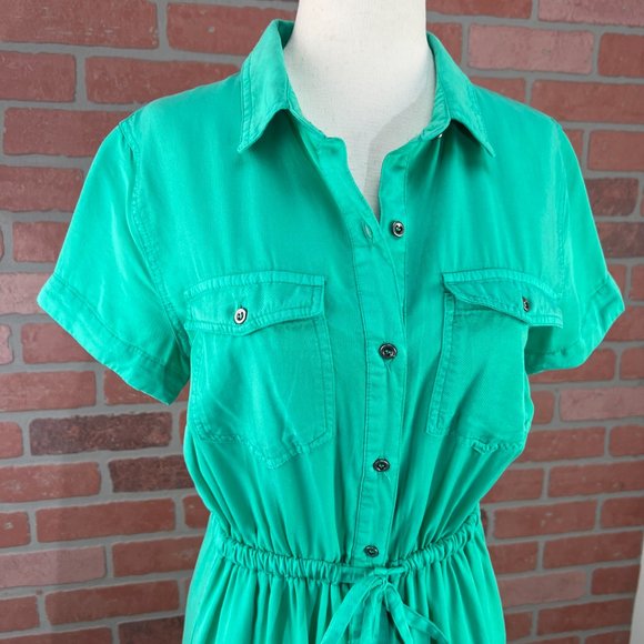 Love Tree | Green Tencel Shirt Dress - Picture 3 of 11